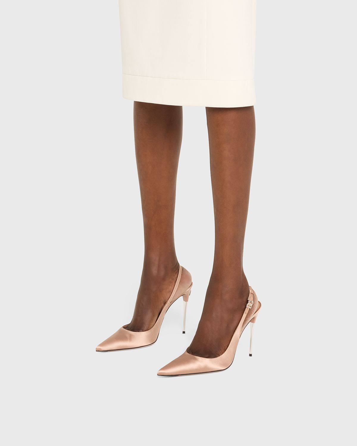 Dolce & Gabbana Satin Metallic-Stiletto Slingback Pumps | Thumbnail 6 Dolce & Gabbana Satin Metallic-Stiletto Slingback Pumps | Thumbnail 6