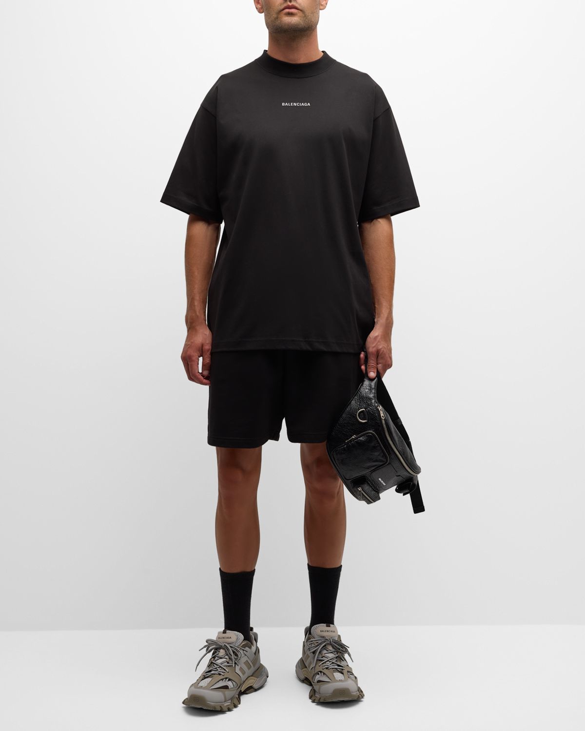 Balenciaga Men 's Side-Logo Sweat Shorts