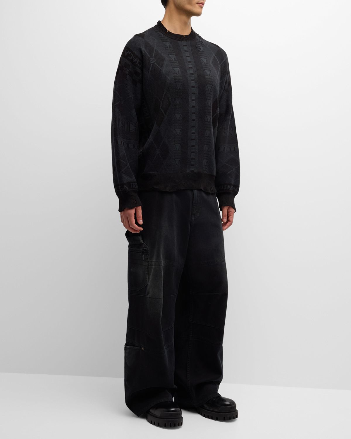 Balenciaga Men 's Jacquard Crew Sweater