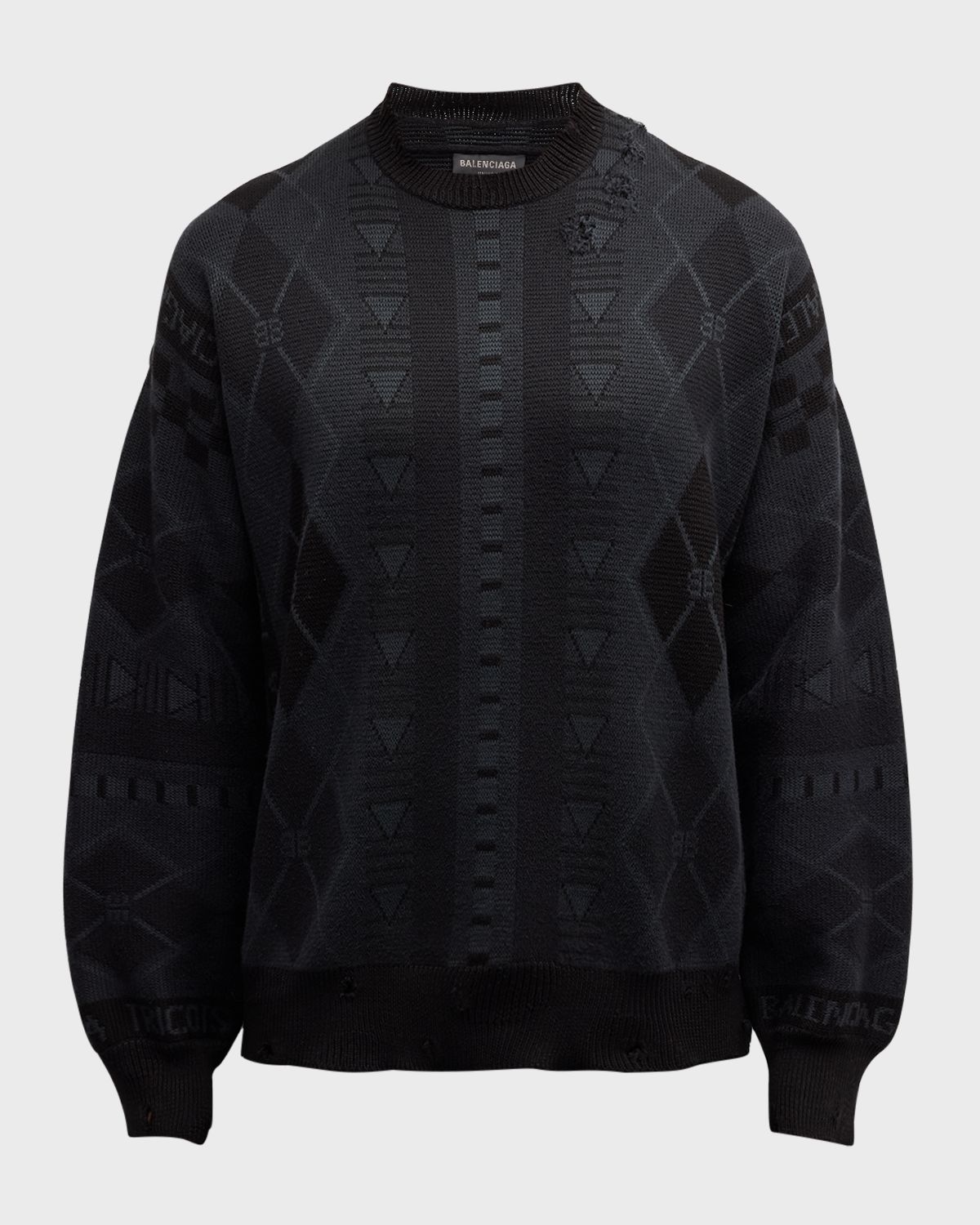 Balenciaga Men 's Jacquard Crew Sweater