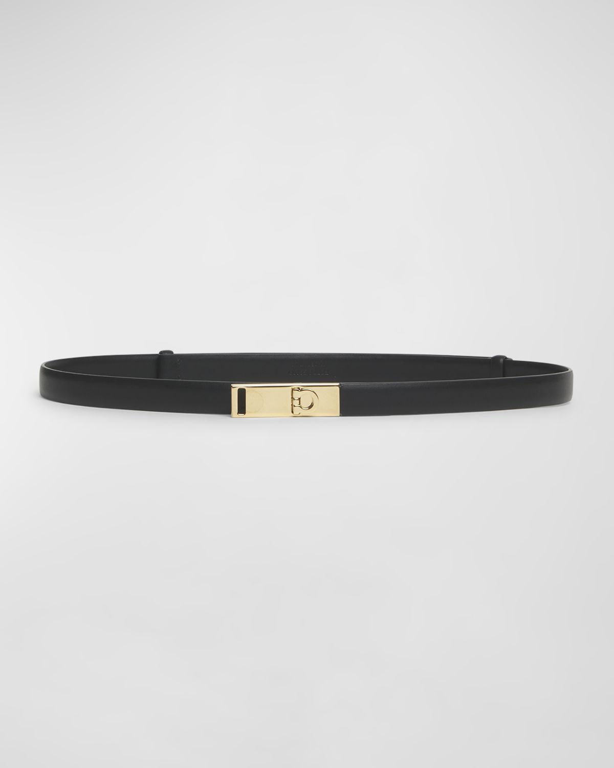 Ferragamo Hug Black Leather Skinny Belt