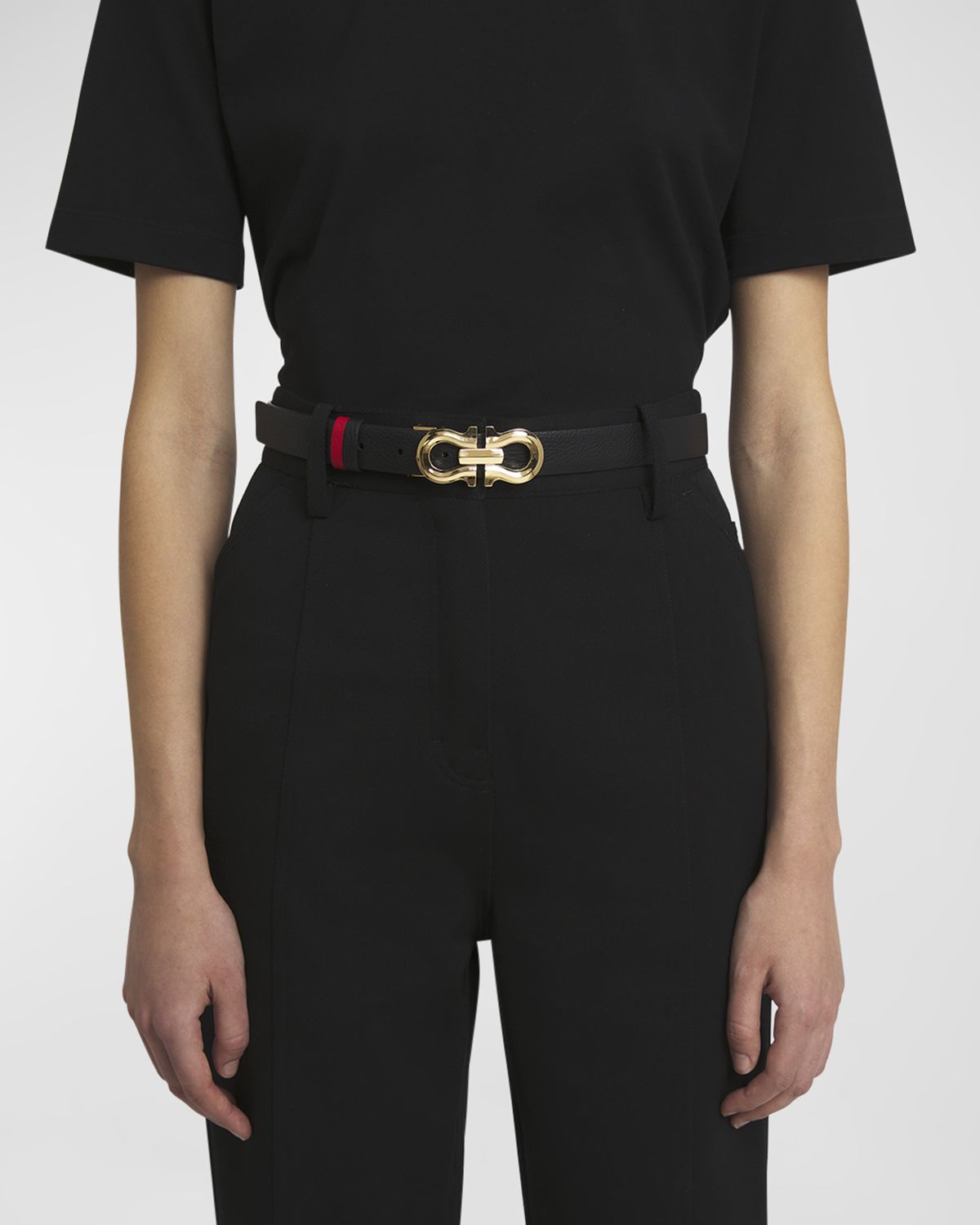 Ferragamo Gancio Contour Reversible Leather Belt