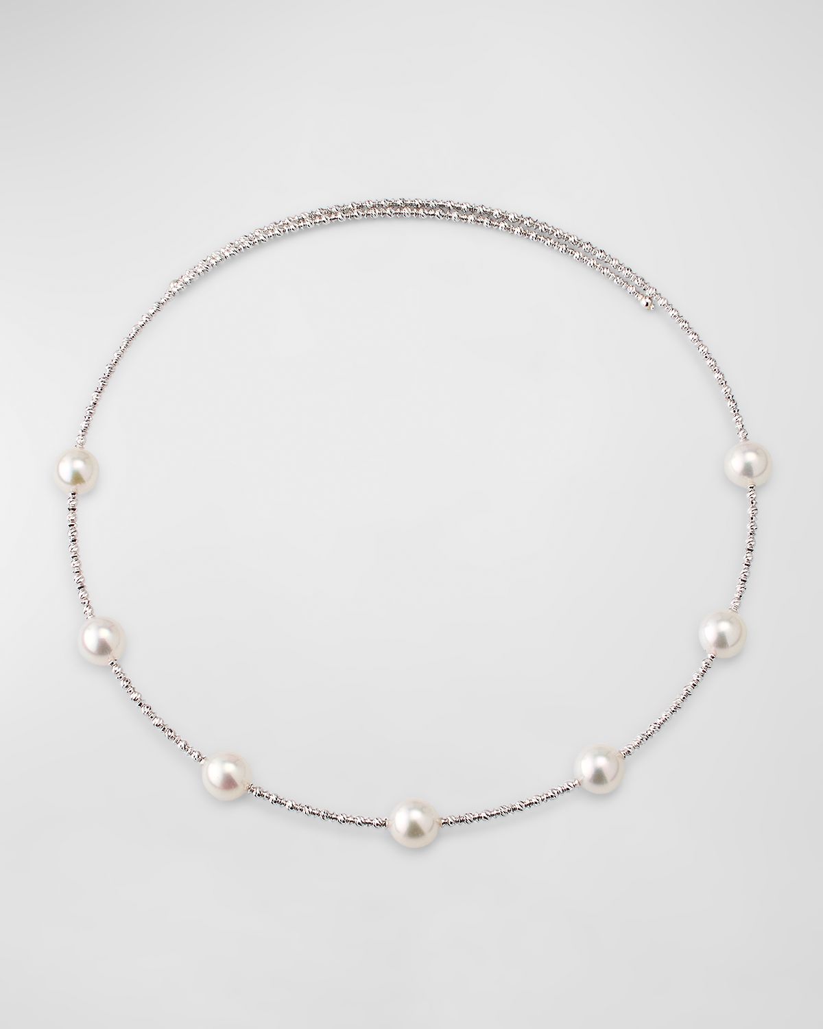 Pearls By Shari 18K White Gold Sparkle Akoya Pearl Choker Necklace