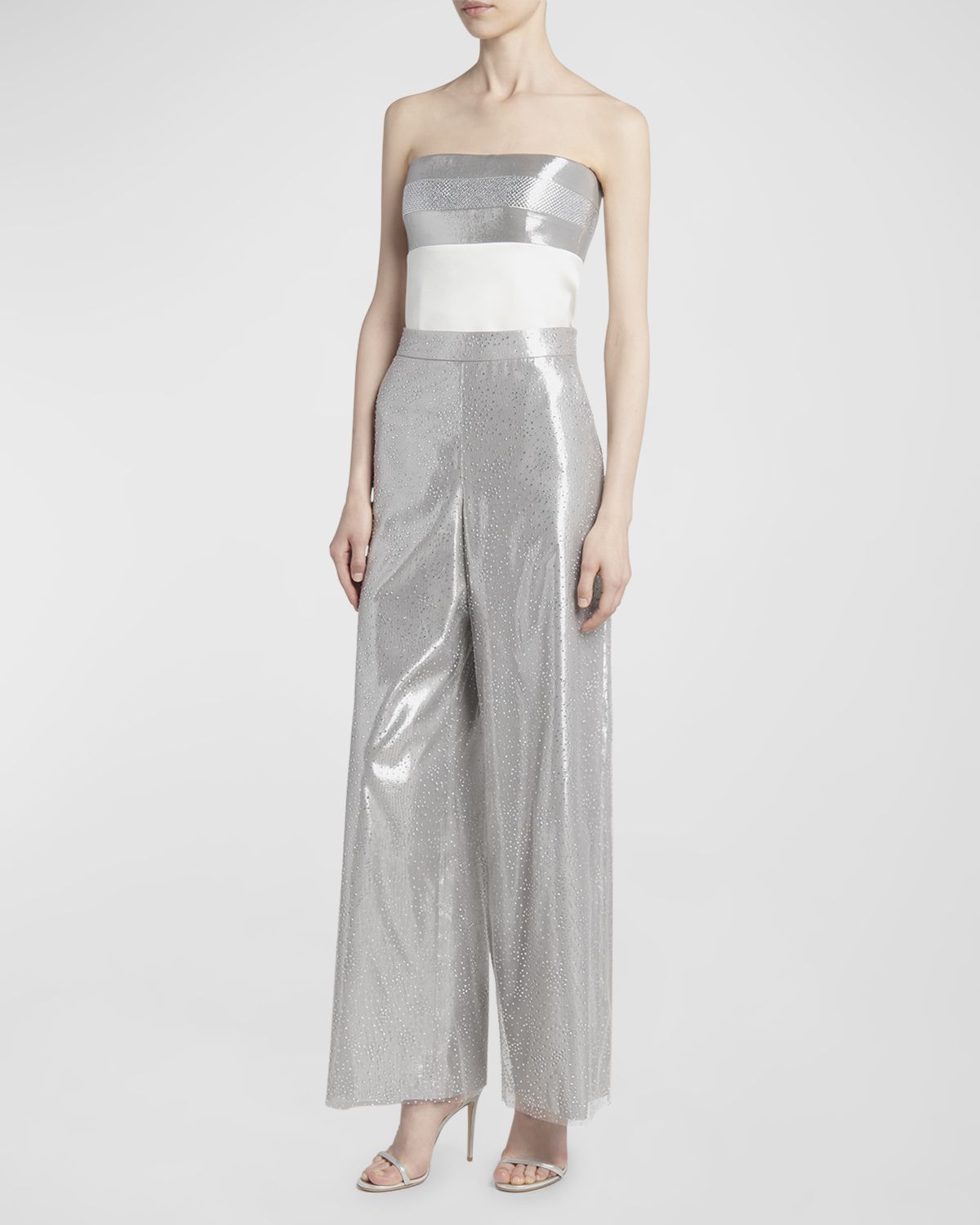 Giorgio Armani Crystal Wide-Leg Silk Trousers