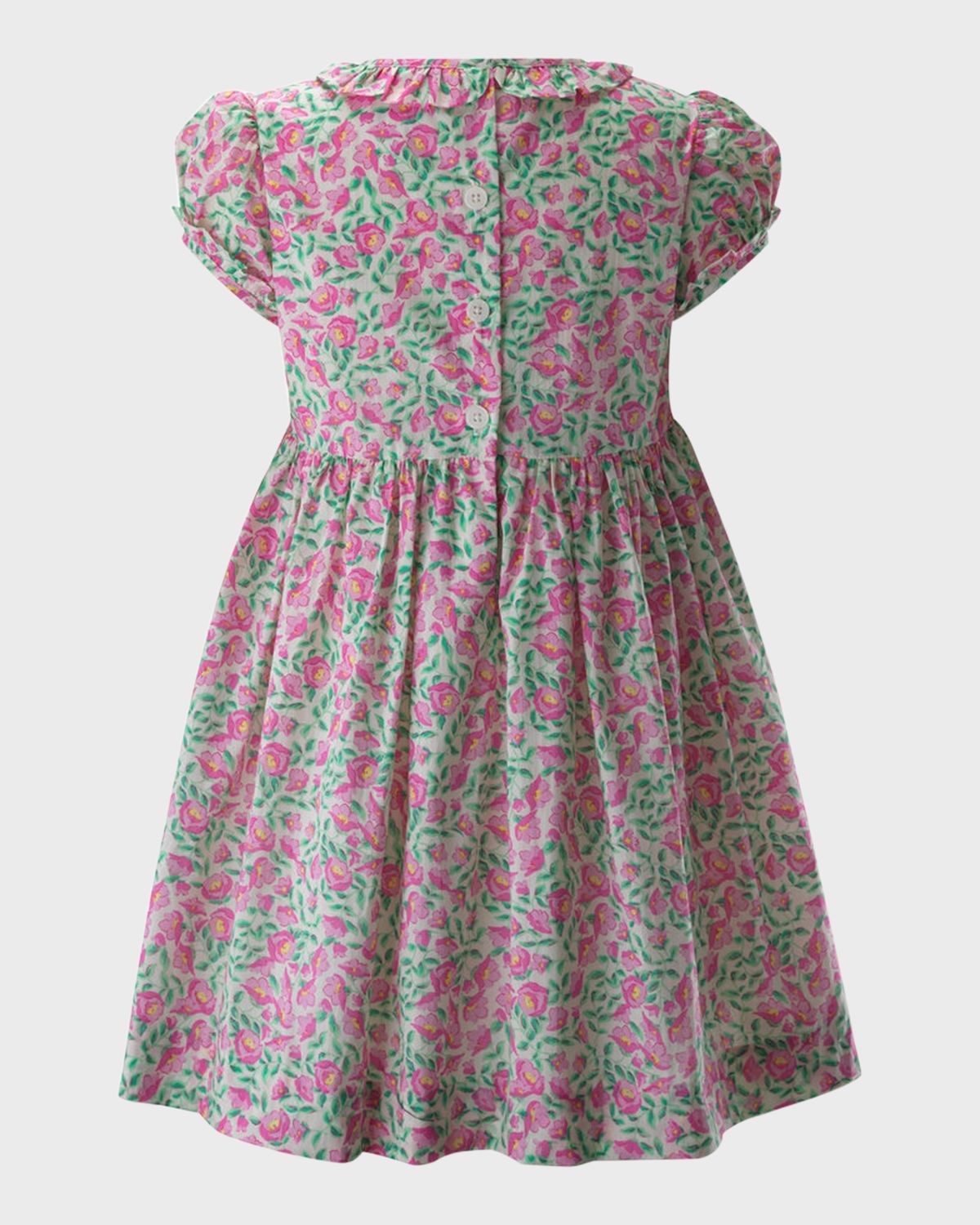 Rachel Riley Girl 's Leafy Floral Smocked Dress, Size 2-10
