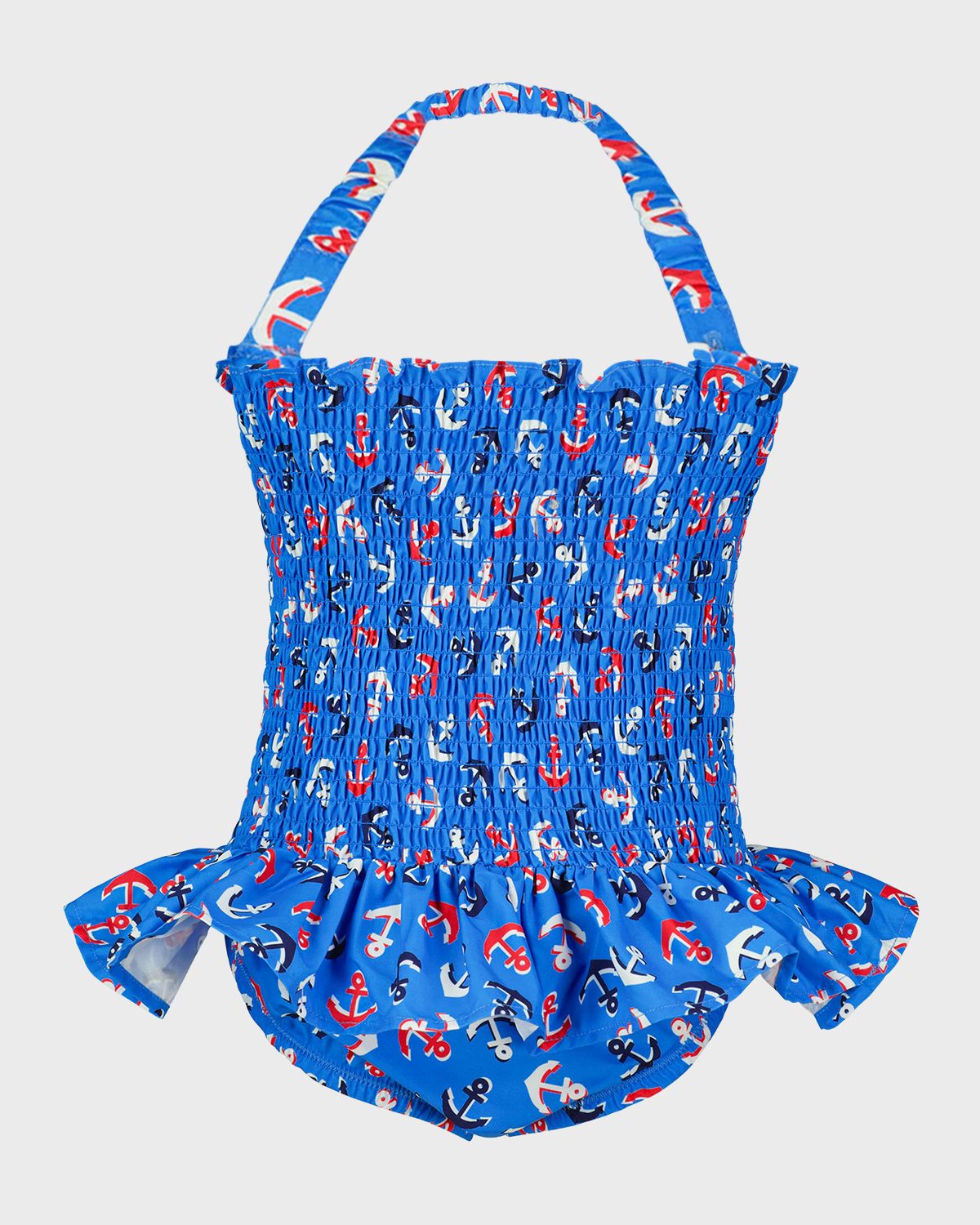 Rachel Riley Girl 's Anchor Ruched Swimsuit, Size 2Y-10Y