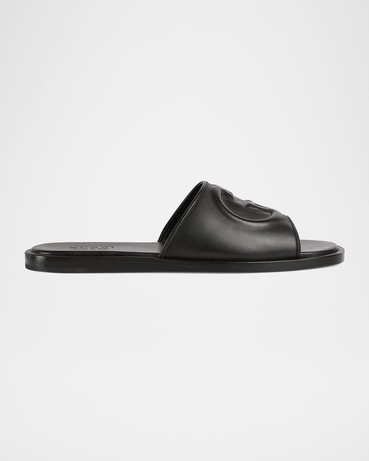 Gucci Men 's Leather Interlocking G Slide Sandals