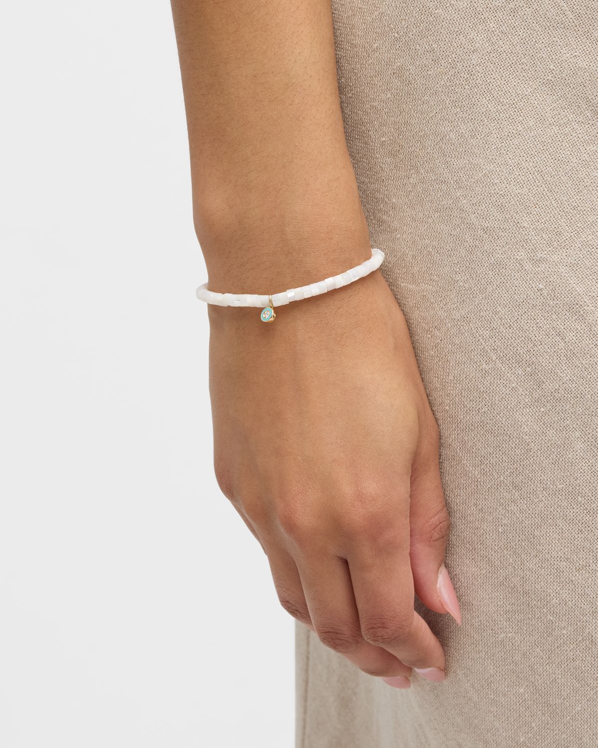 Sydney Evan Enamel Charm Clear Beaded Bracelet