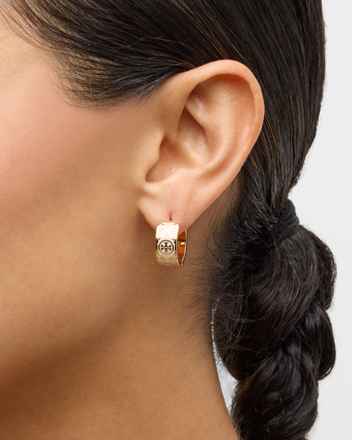 Tory Burch Small Icon T Monogram Hoop Earrings