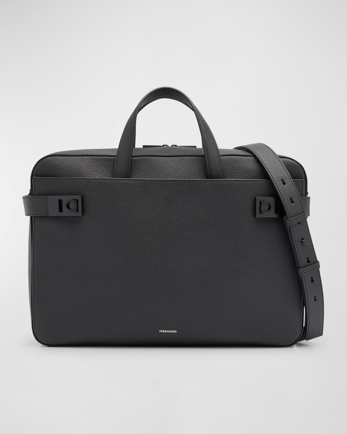 Ferragamo Men 's Twins Briefcase with Gancini Buckles