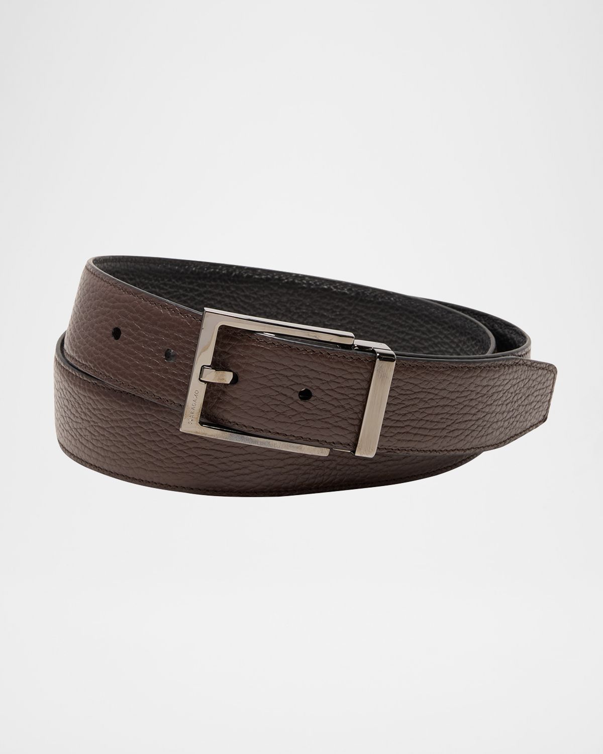 Ferragamo Men 's Double Adjustable Square-Buckle Leather Belt | Thumbnail 3 Ferragamo Men 's Double Adjustable Square-Buckle Leather Belt | Thumbnail 3