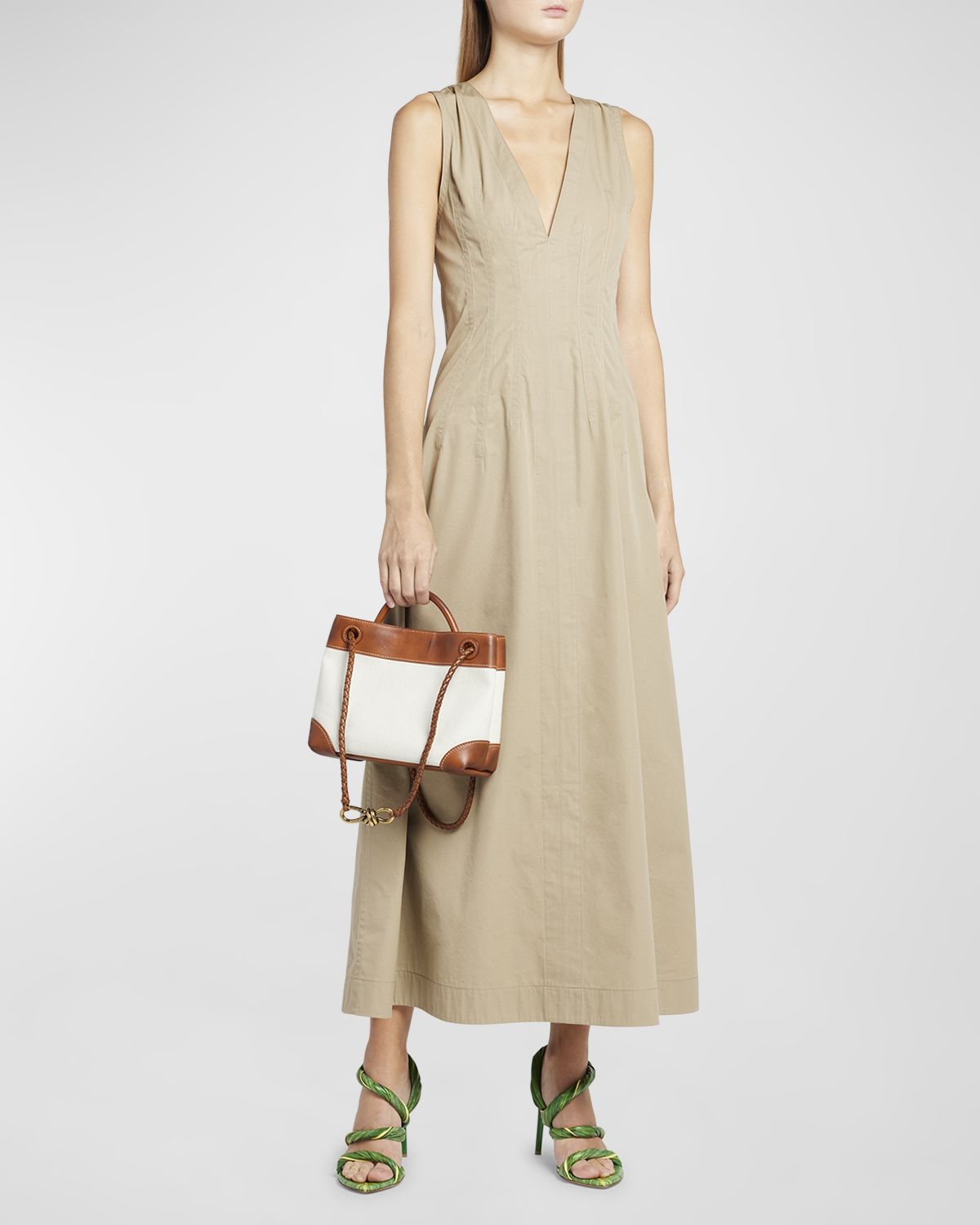 Bottega Veneta Small Andiamo Washed Canvas Top-Handle Bag