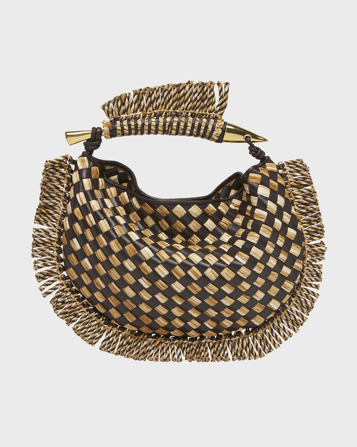 Bottega Veneta Small Sardine Fringe Raffia Top-Handle Bag