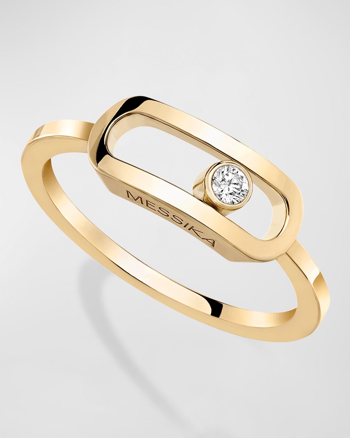 Messika Move Uno 18K Yellow Gold Diamond Bezel Ring, EU 54 / US 6.75