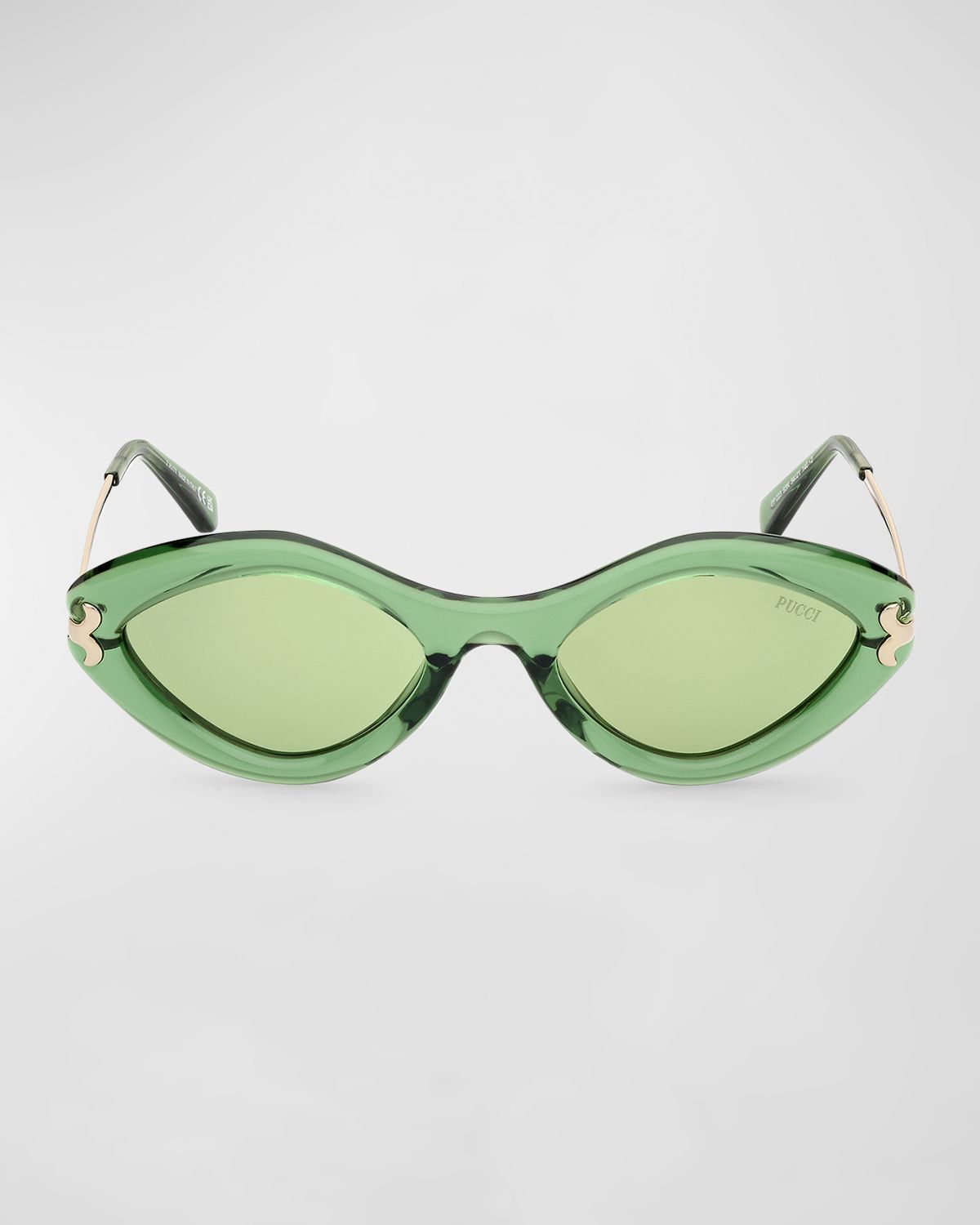 Pucci Logo Acetate & Metal Oval Sunglasses