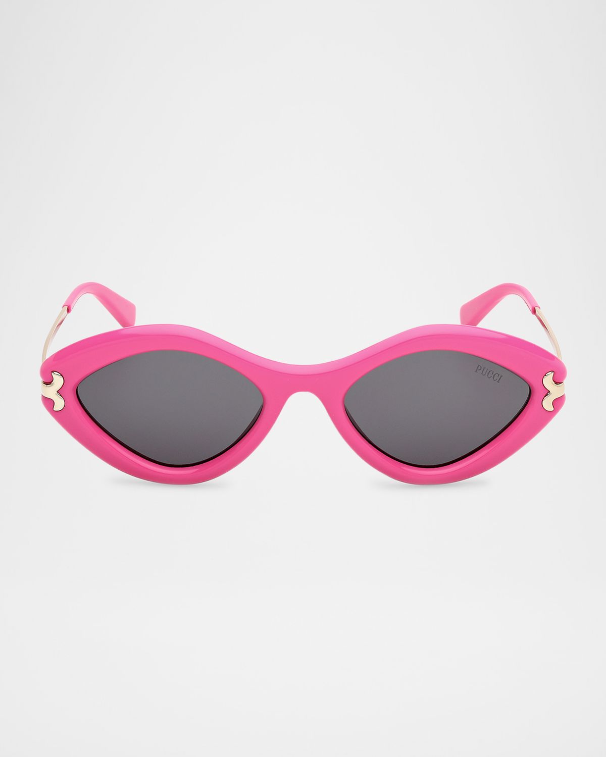 Pucci Logo Acetate & Metal Oval Sunglasses