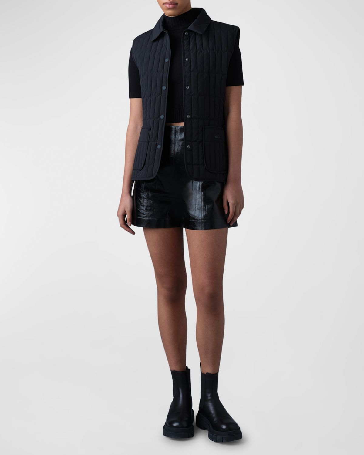 Mackage Dava Paneled Patent Leather Shorts