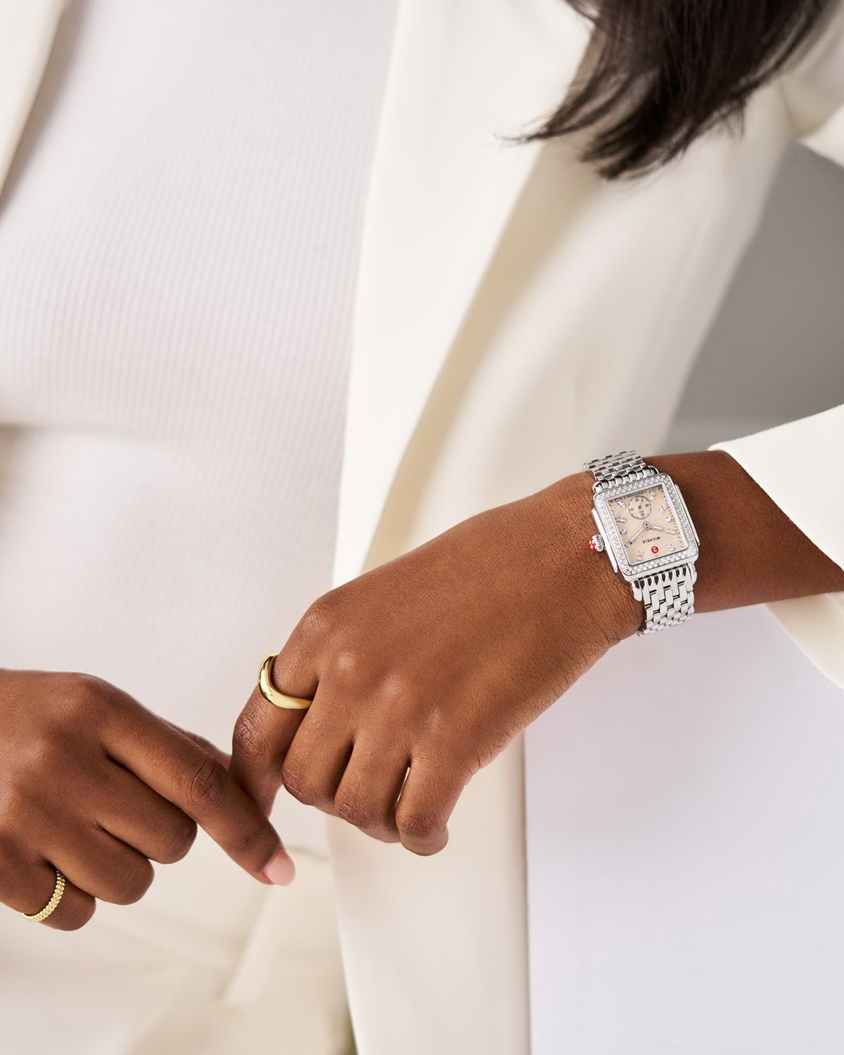 MICHELE Deco Mid Diamond Watch, Apricot