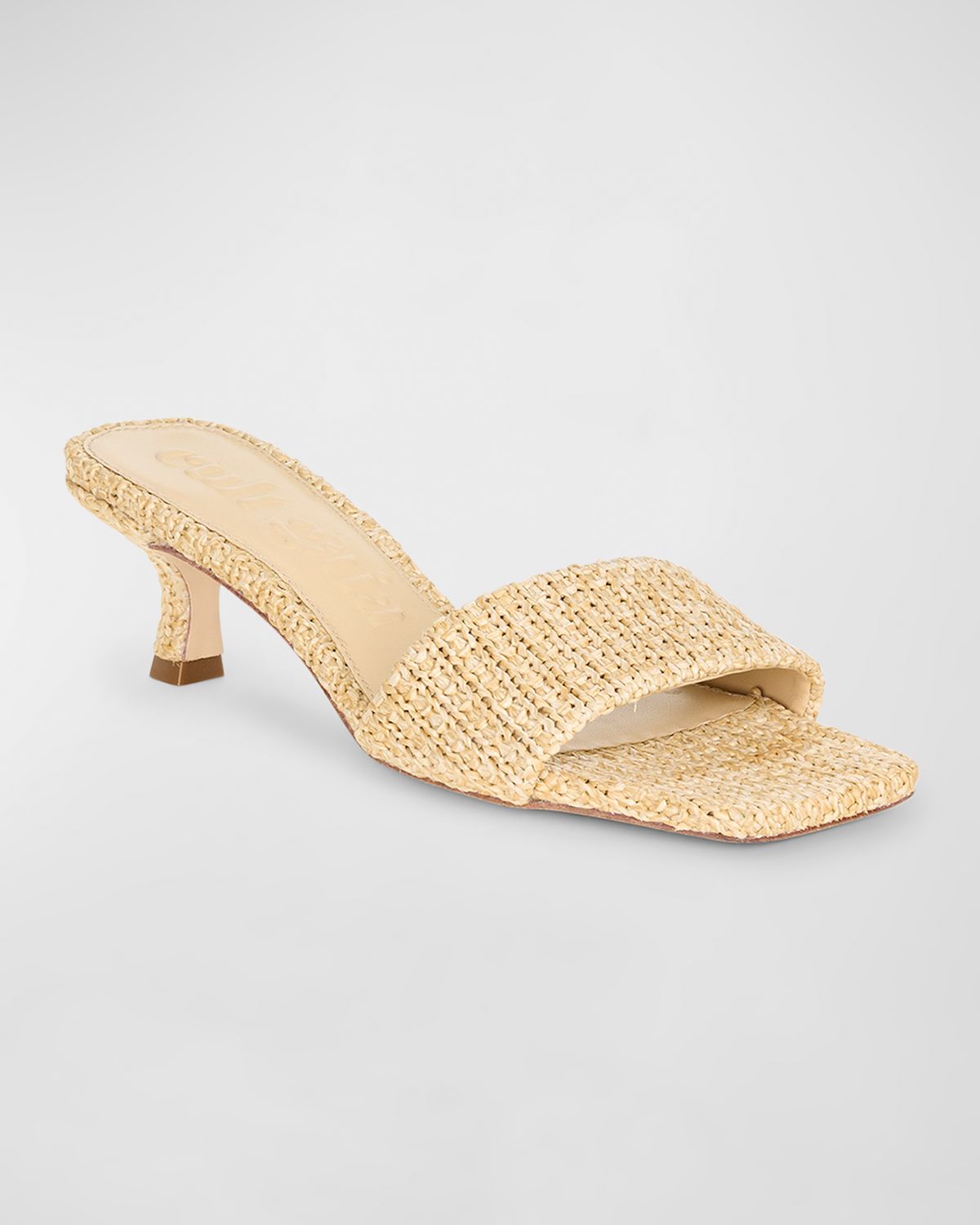 Cult Gaia Ada Raffia Kitten-Heel Slide Sandals