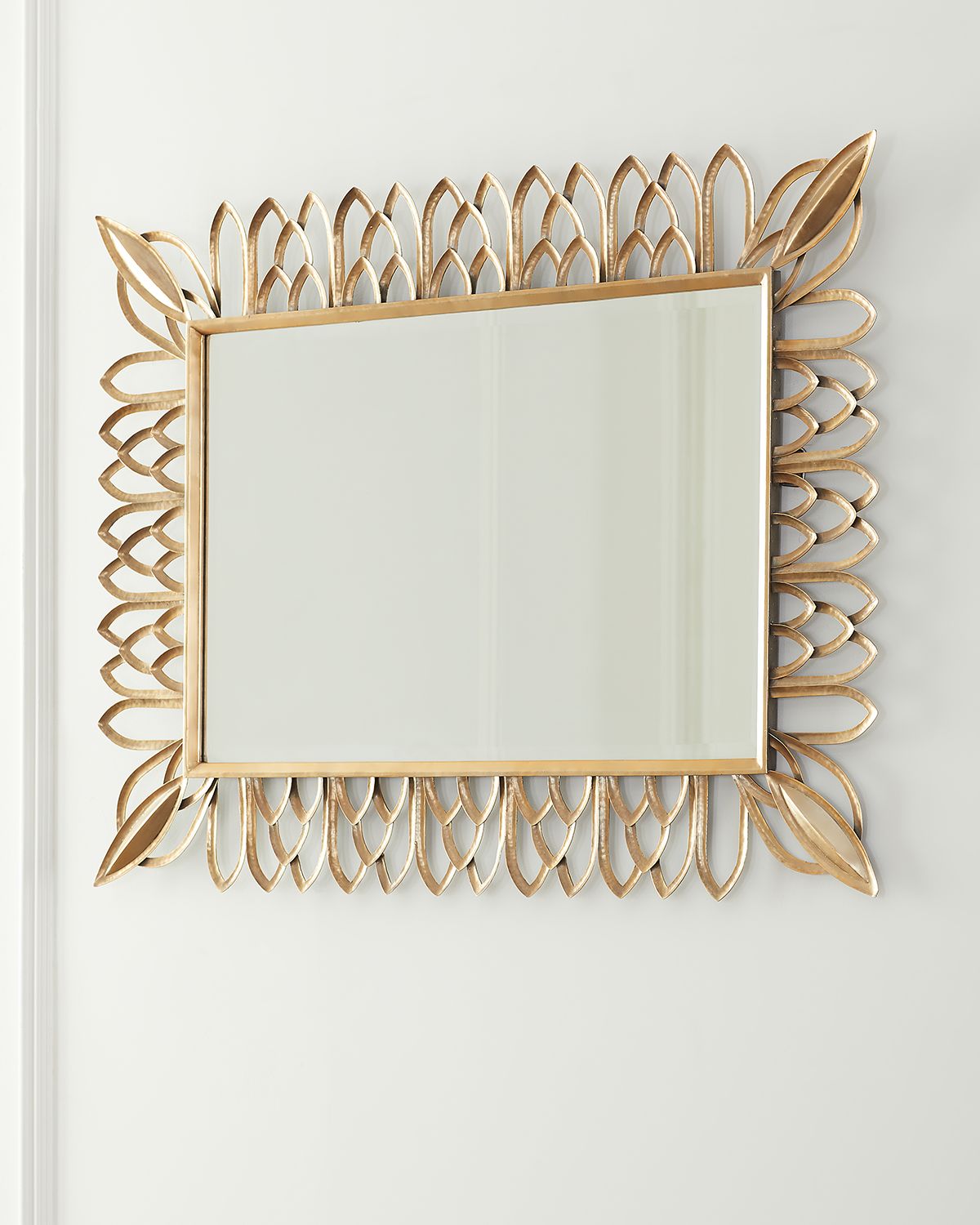 Neiman Marcus Antiqued Brass Rectangle Mirror