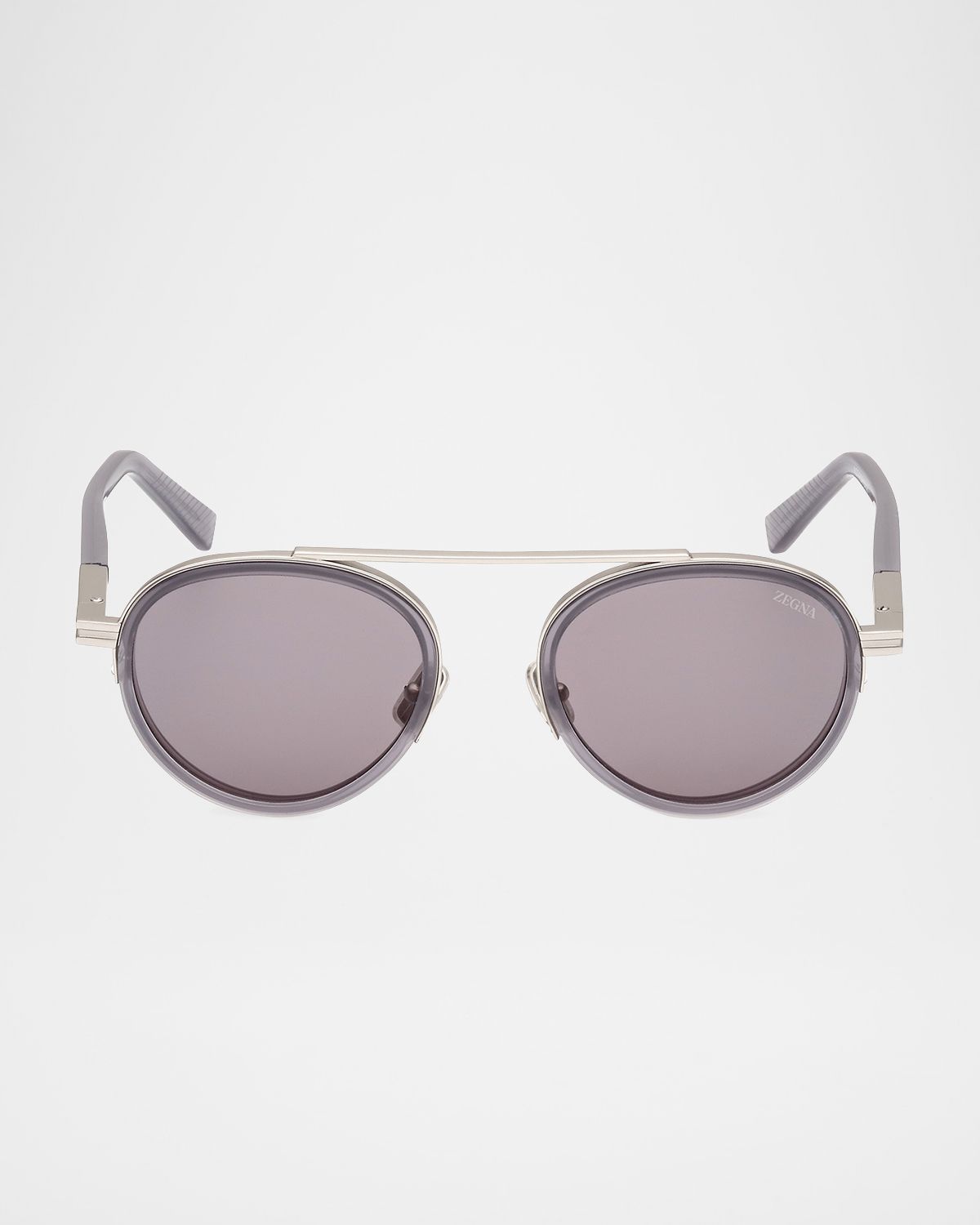 ZEGNA Men 's ORIZZONTE II Metal-Acetate Round Sunglasses