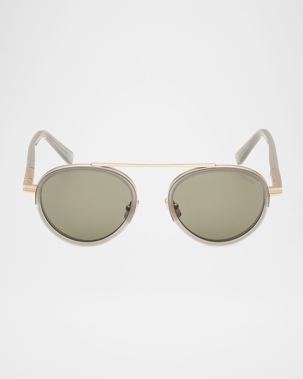 ZEGNA Men 's ORIZZONTE II Metal-Acetate Round Sunglasses