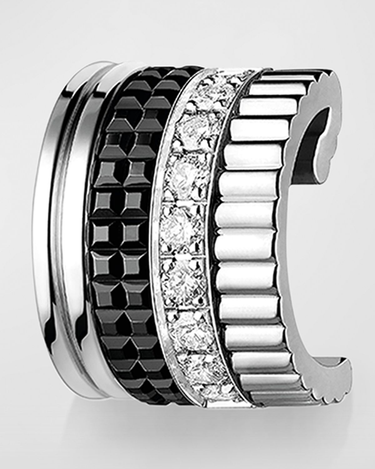 Boucheron Quatre 18K White Gold Diamond Black Edition Single Clip Earring