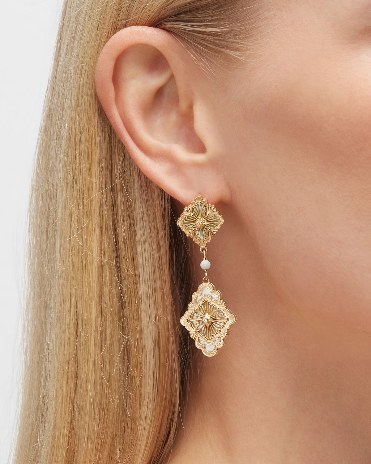 Buccellati Opera Tulle Pendant Earrings in Mother-of-Pearl