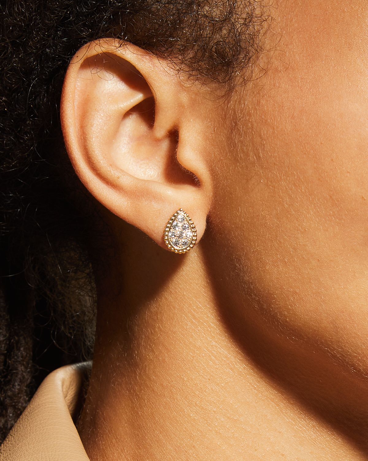 Boucheron Serpent Boheme 18K Yellow Gold Medium Diamond Stud Earrings