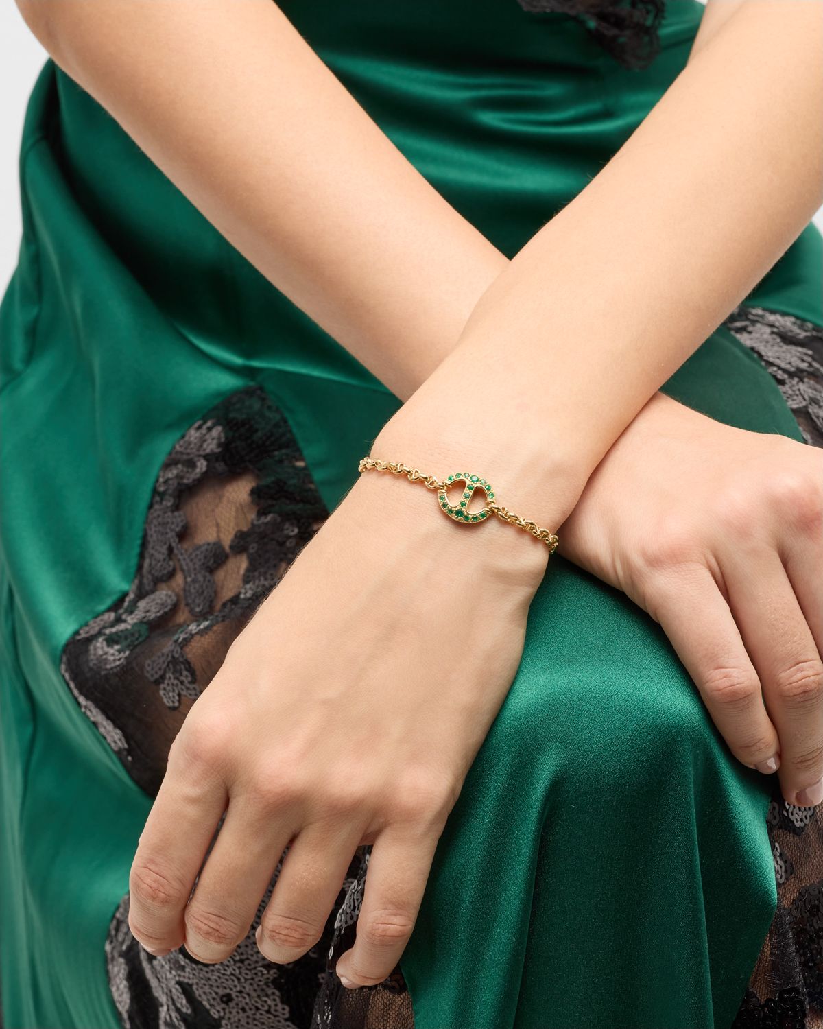 Hoorsenbuhs 18K Yellow Gold Micro Chain Bracelet with Diamonds