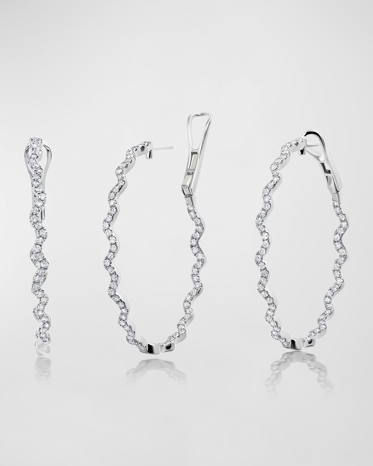 Graziela Gems 18k White Gold Rio Diamond Hoop Earrings