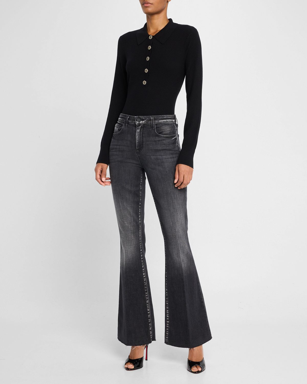 L 'Agence Sterling Jewel-Button Sweater