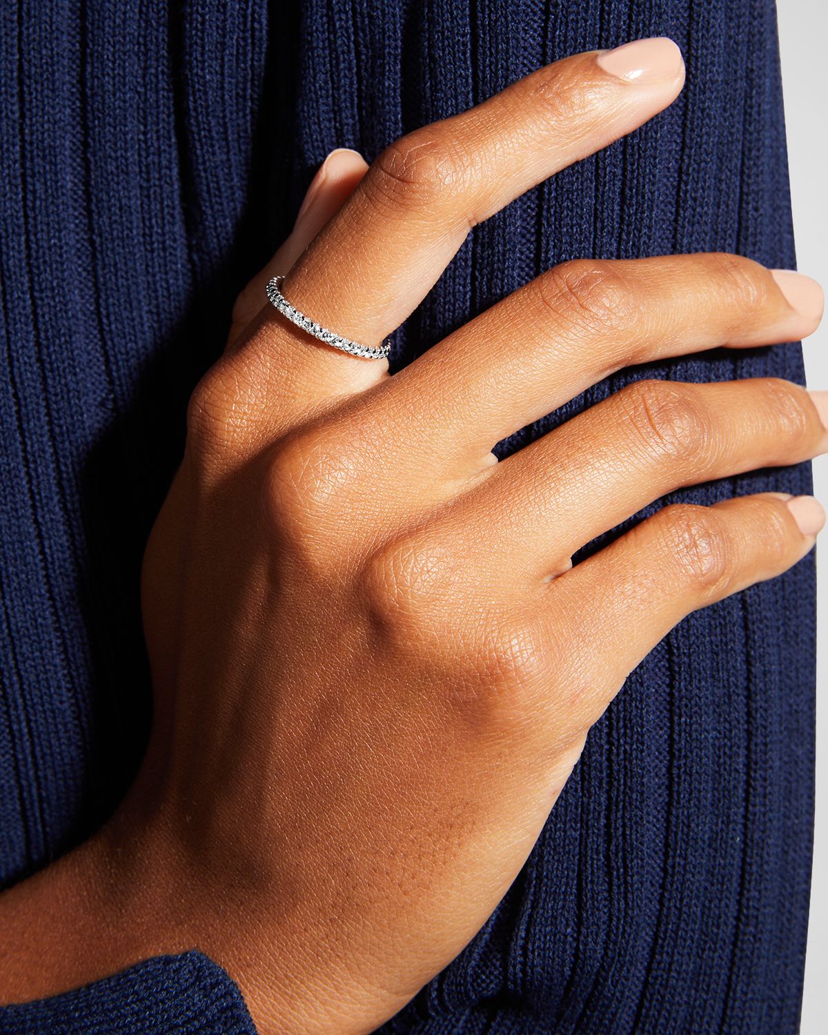 Memoire Platinum Round Diamond Eternity Ring, Size 6.5, 0.46-0.55tcw