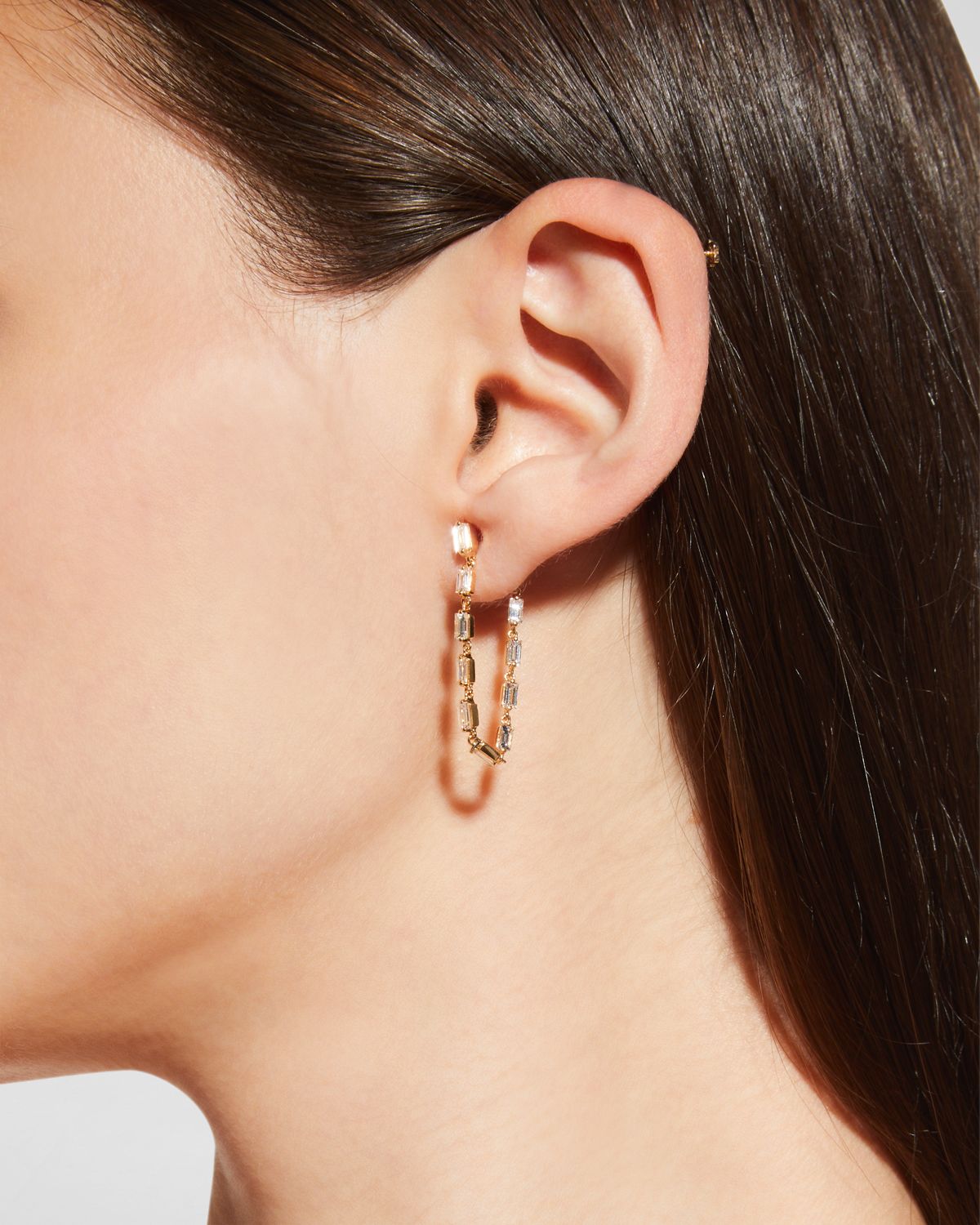 Anita Ko 18k Yellow Gold Baguette Diamond Loop Earrings