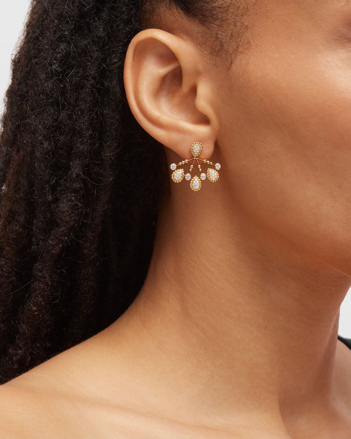 Boucheron Serpent Boheme 18K Yellow Gold Motif Diamond Single Earring