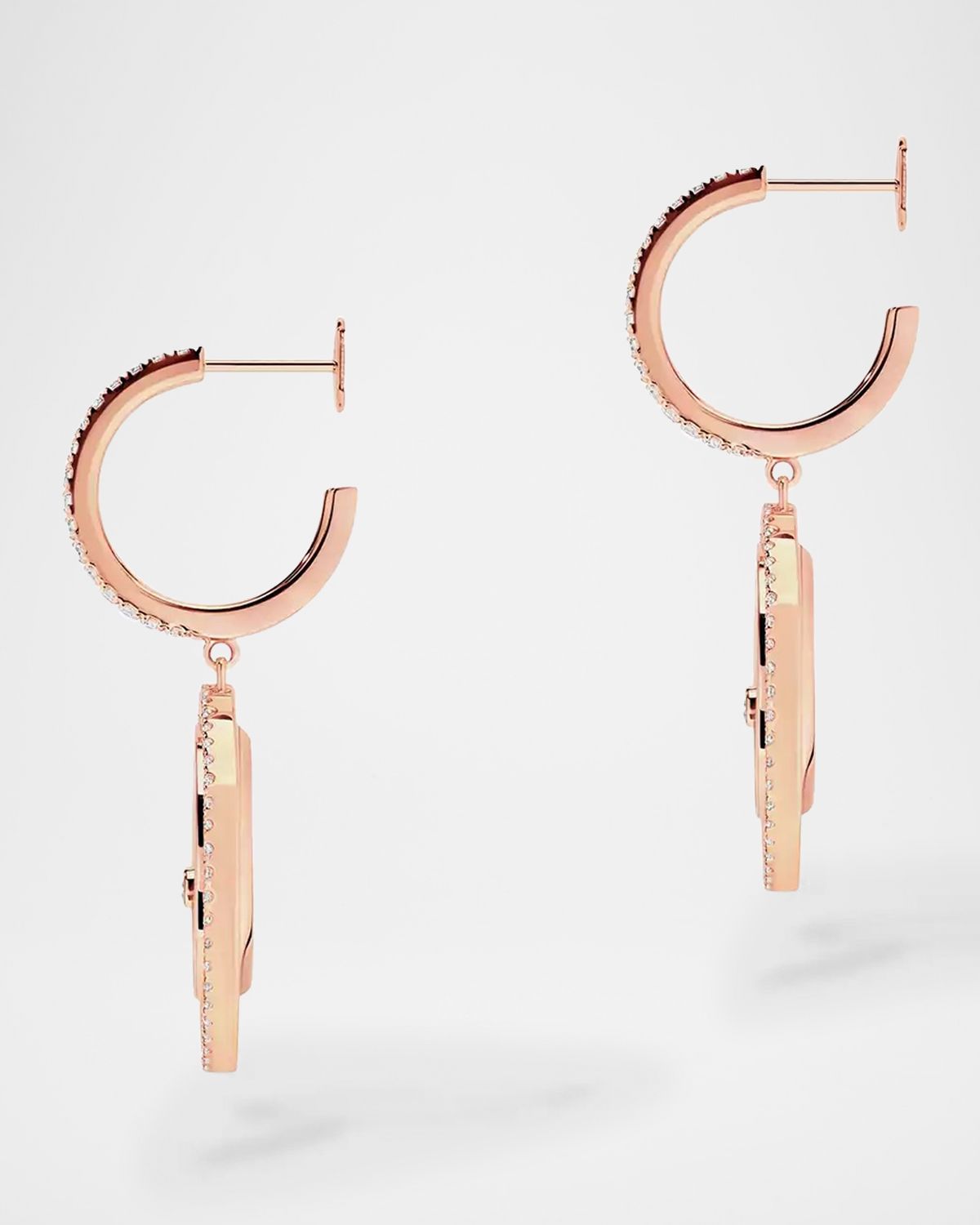 Messika LUCKY MOVE 18K ROSE GOLD MOTHER OF PEARL & DIAMOND EARRINGS