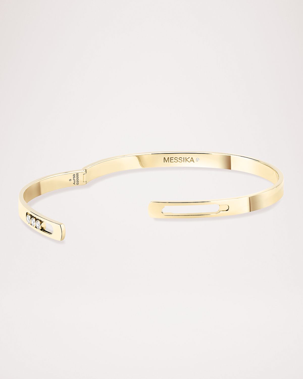 Messika MOVE NOA 18K YELLOW GOLD 3-DIAMOND BANGLE, SIZE M