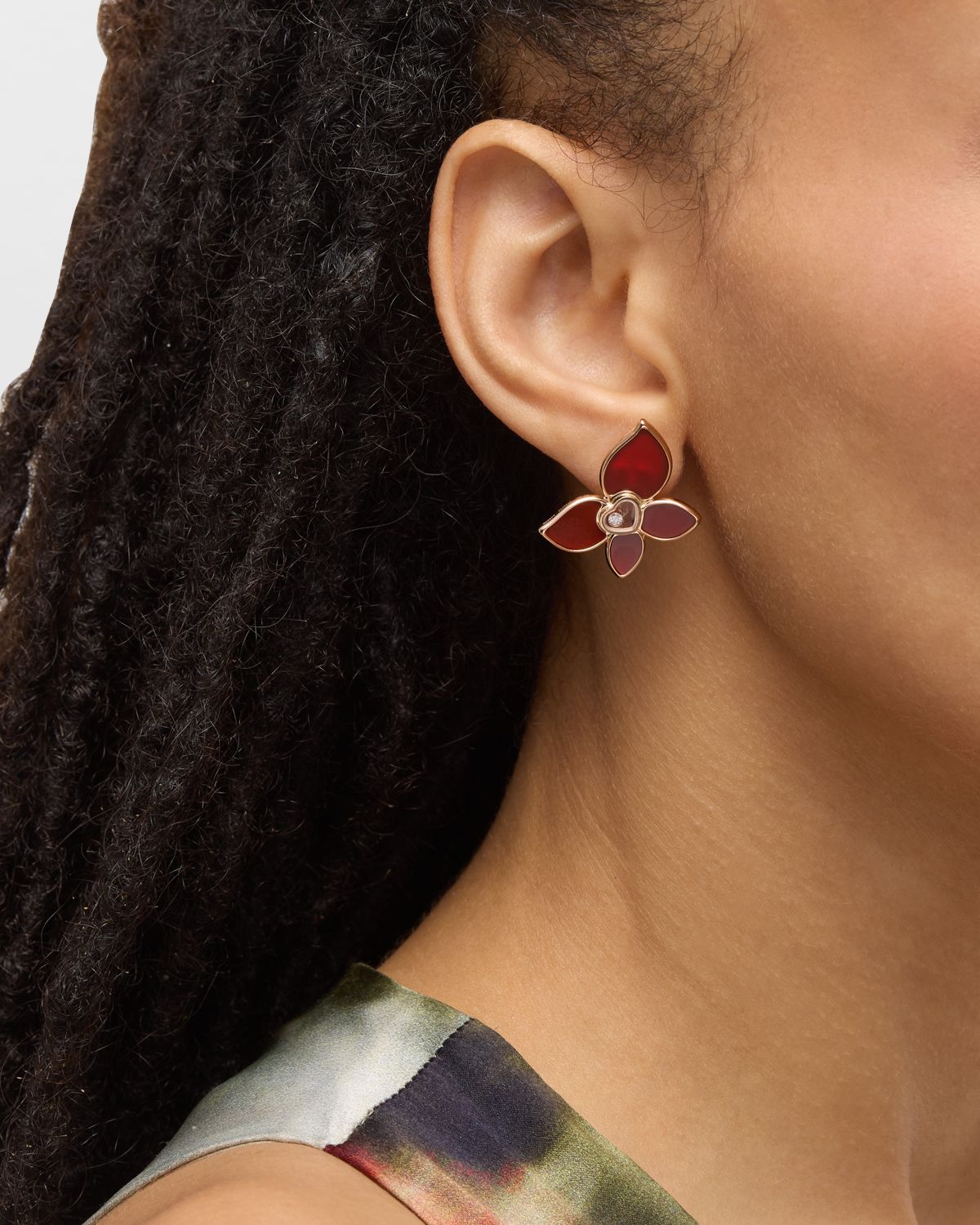 Chopard Happy Butterfly 18k Rose Gold Carnelian Earrings