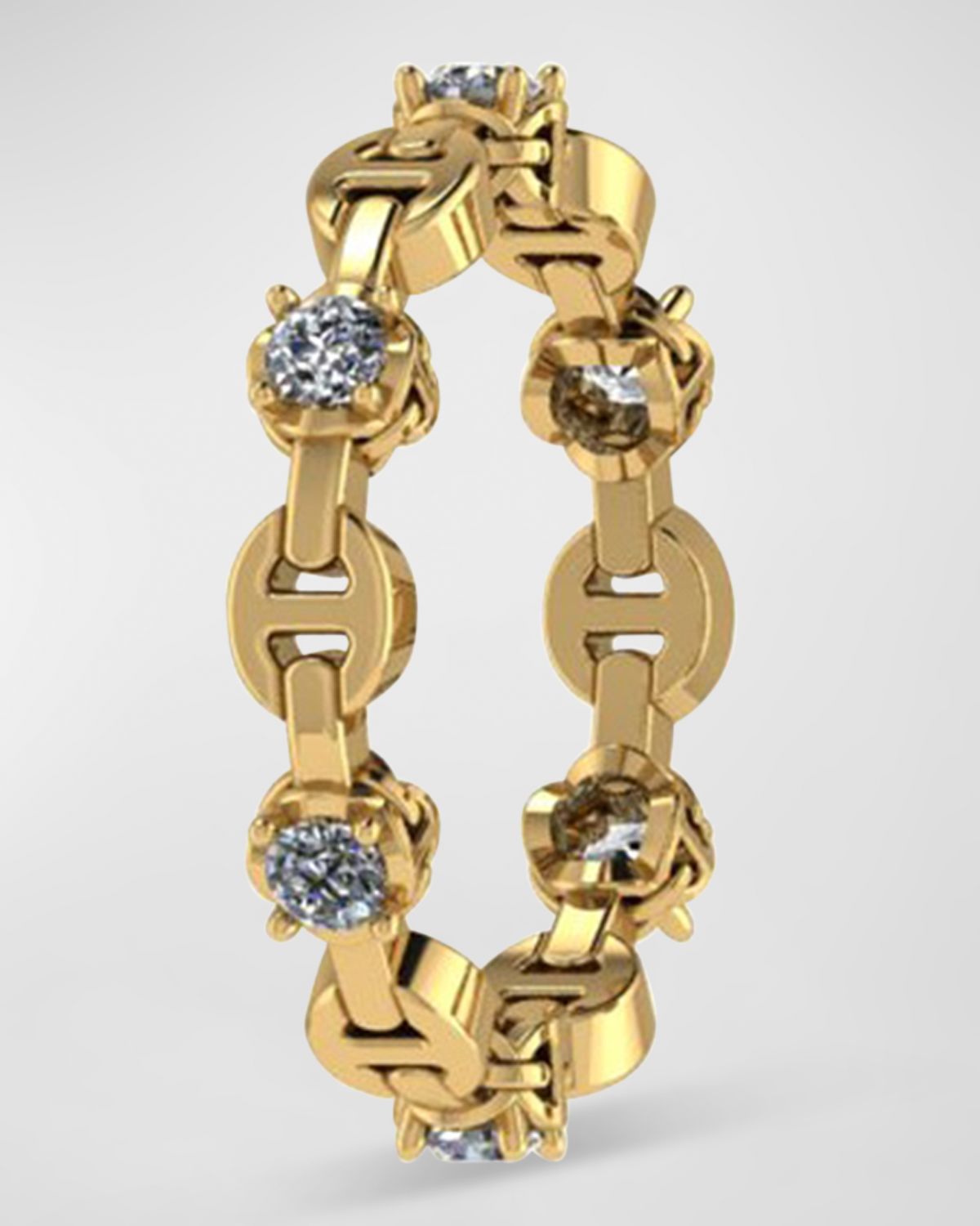 Hoorsenbuhs 18K Yellow Gold Micro Tri-Link II Ring with Diamonds, Size 7