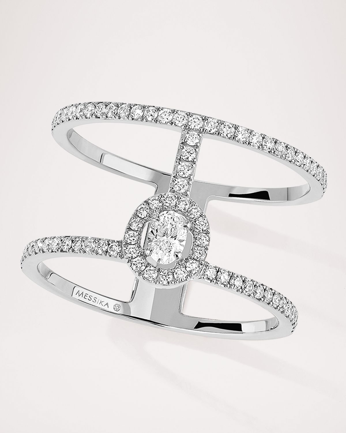 Messika GLAM 'AZONE 18K WHITE GOLD TWO-ROW DIAMOND RING