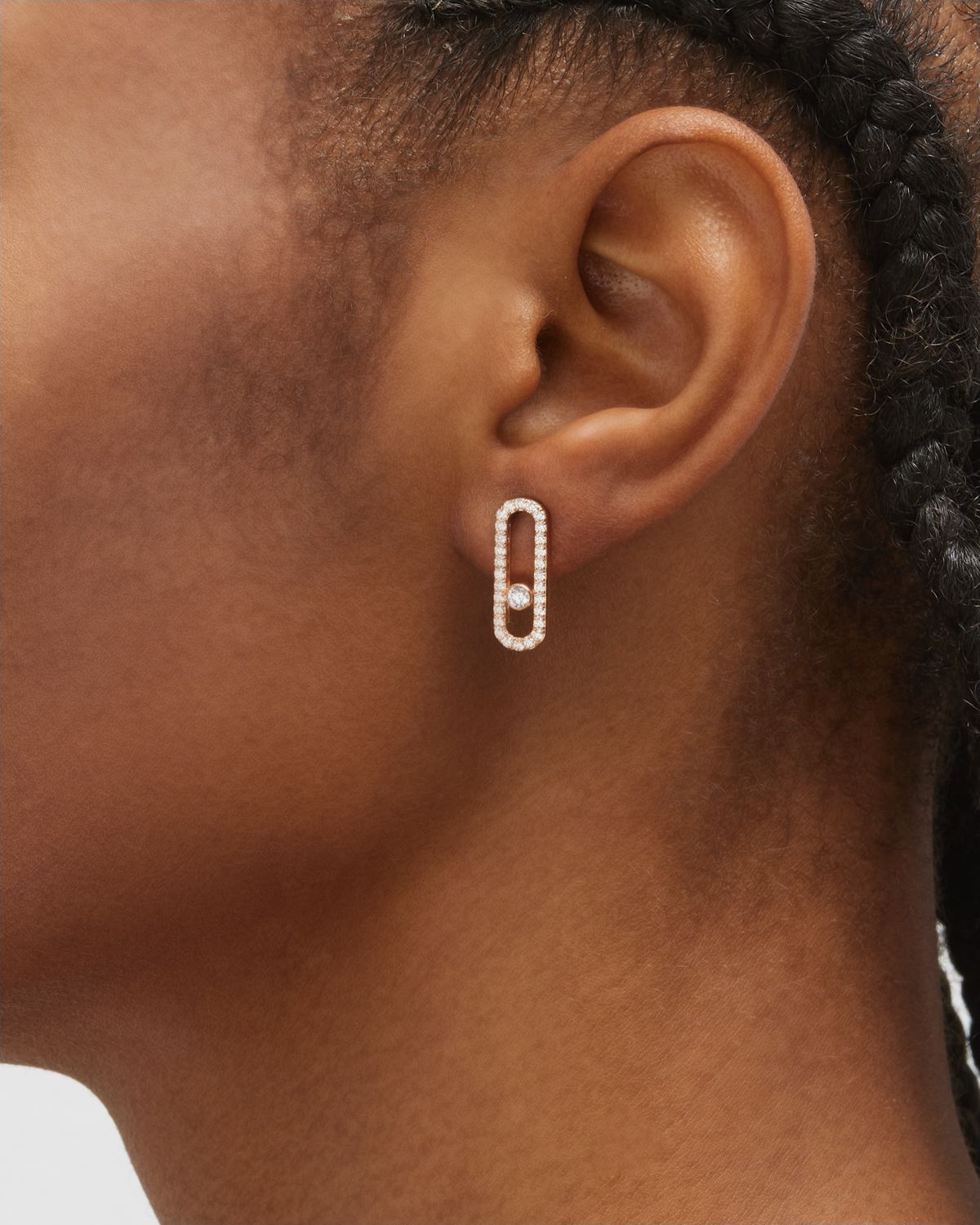 Messika Move Uno 18K Pink Gold Diamond Pave Stud Earrings