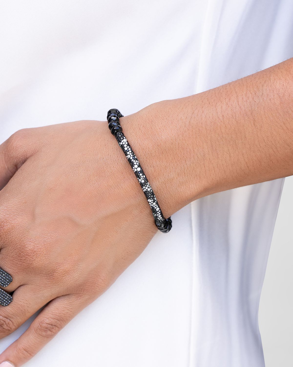 Sheryl Lowe Cobblestone Black and White Diamond and Spinel Beaded Bracelet