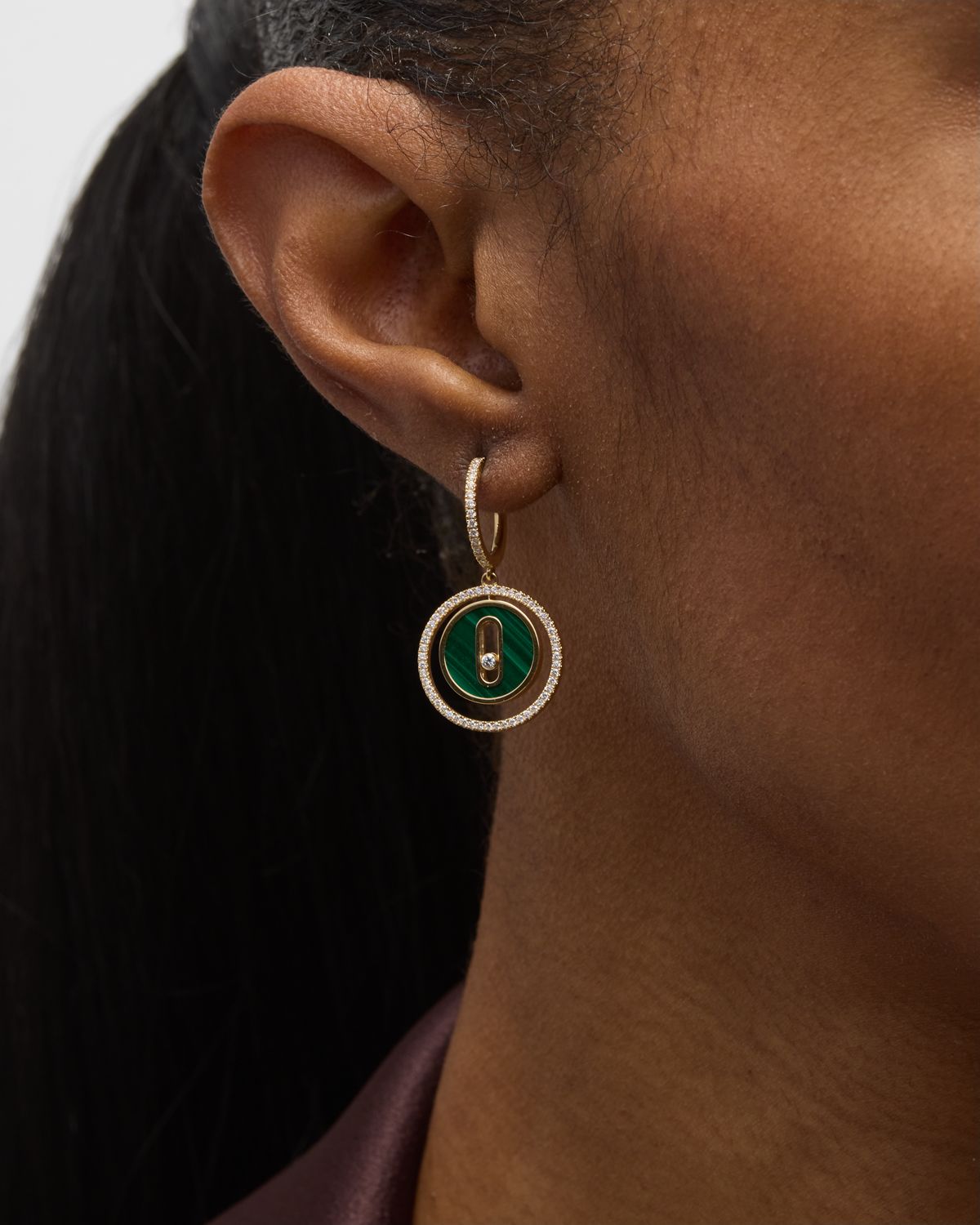 Messika Lucky Move 18K Rose Gold Malachite & Diamond Earrings