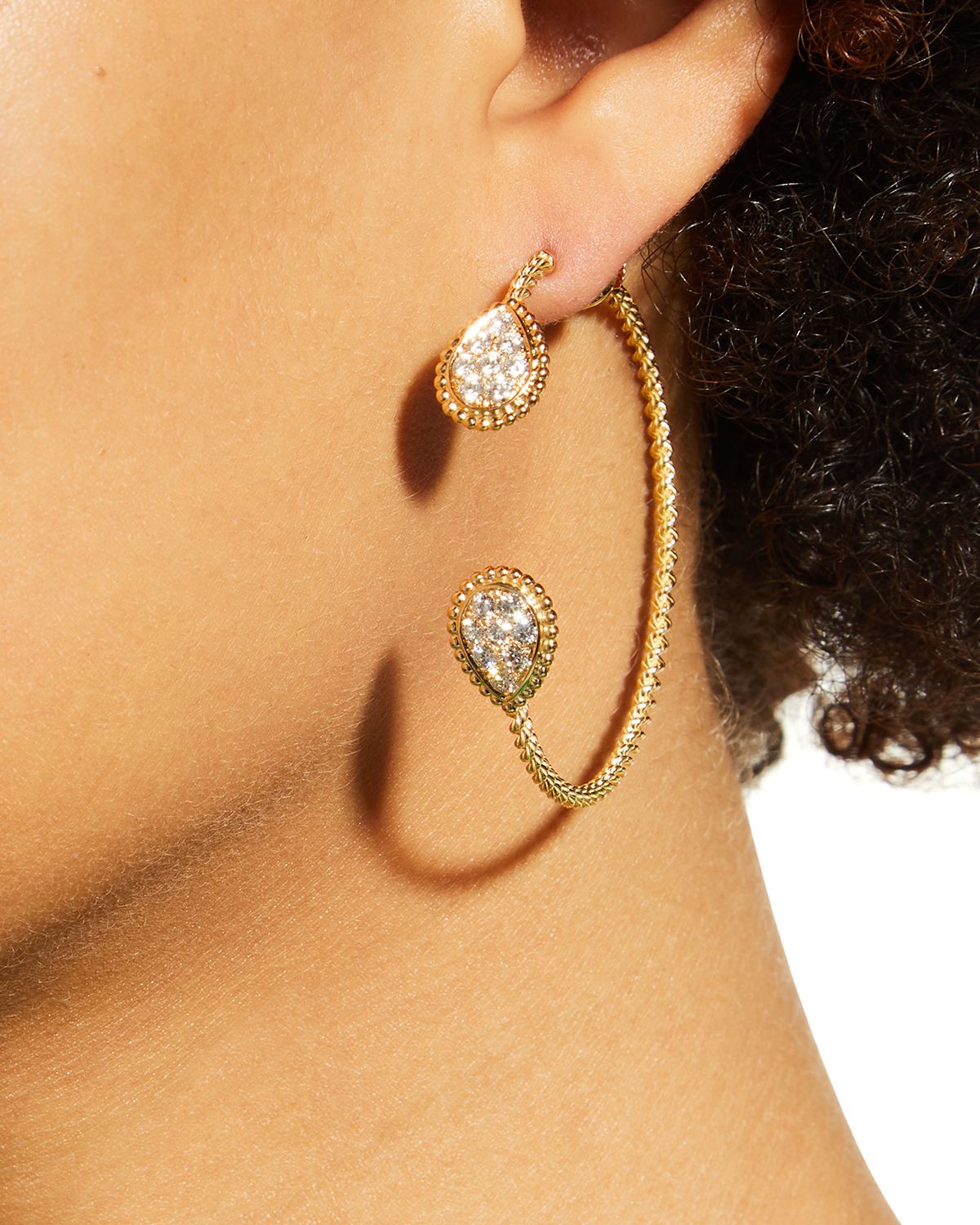 Boucheron Serpent Boheme 18K Yellow Gold Diamond Hoop Earrings