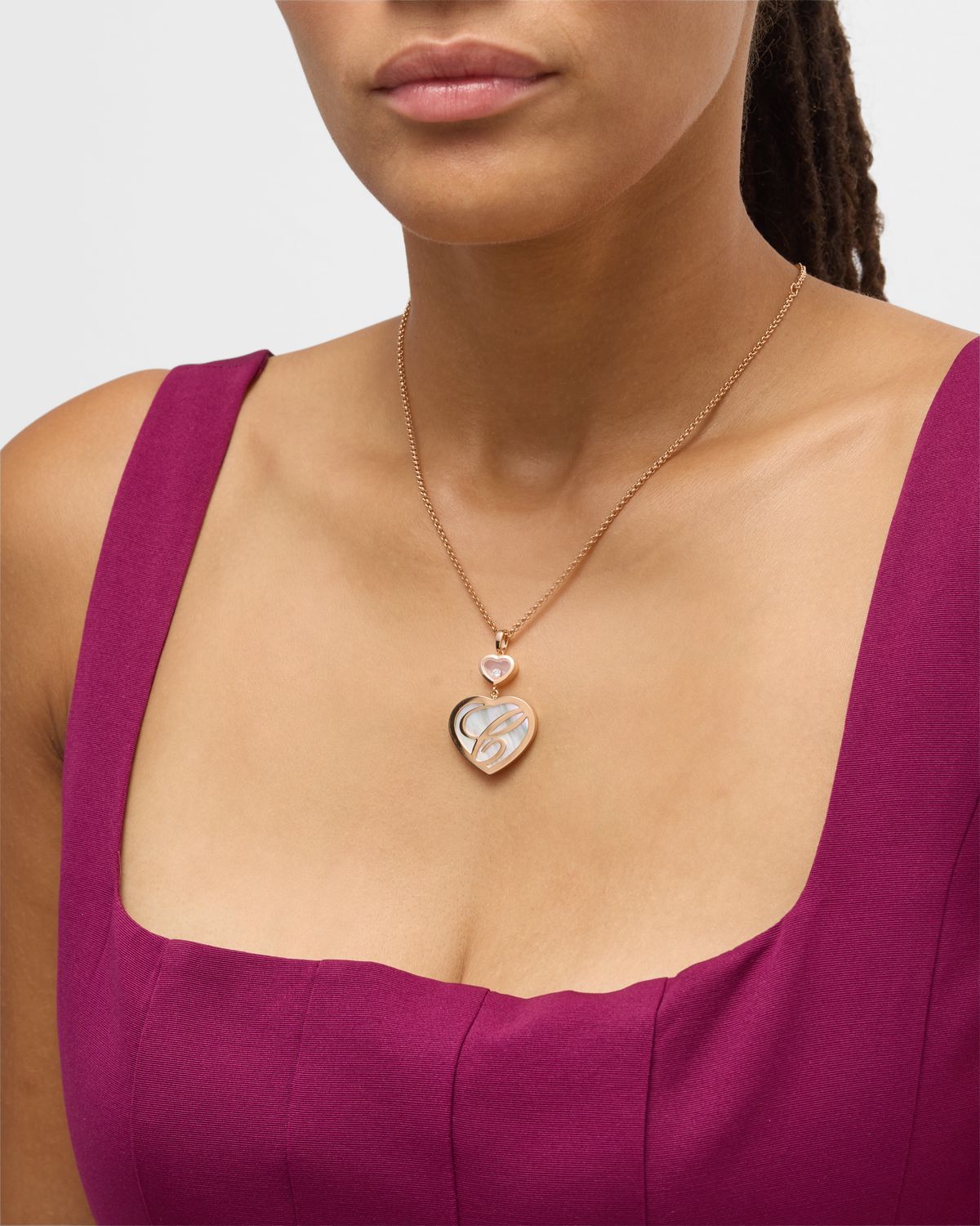 Chopard Happy Hearts 18K Rose Gold & Mother-of-Pearl Necklace