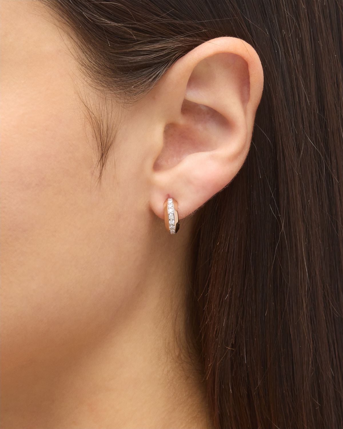 Walters Faith Grant 18K Rose Gold and Diamond Knife Edge Huggie Earrings