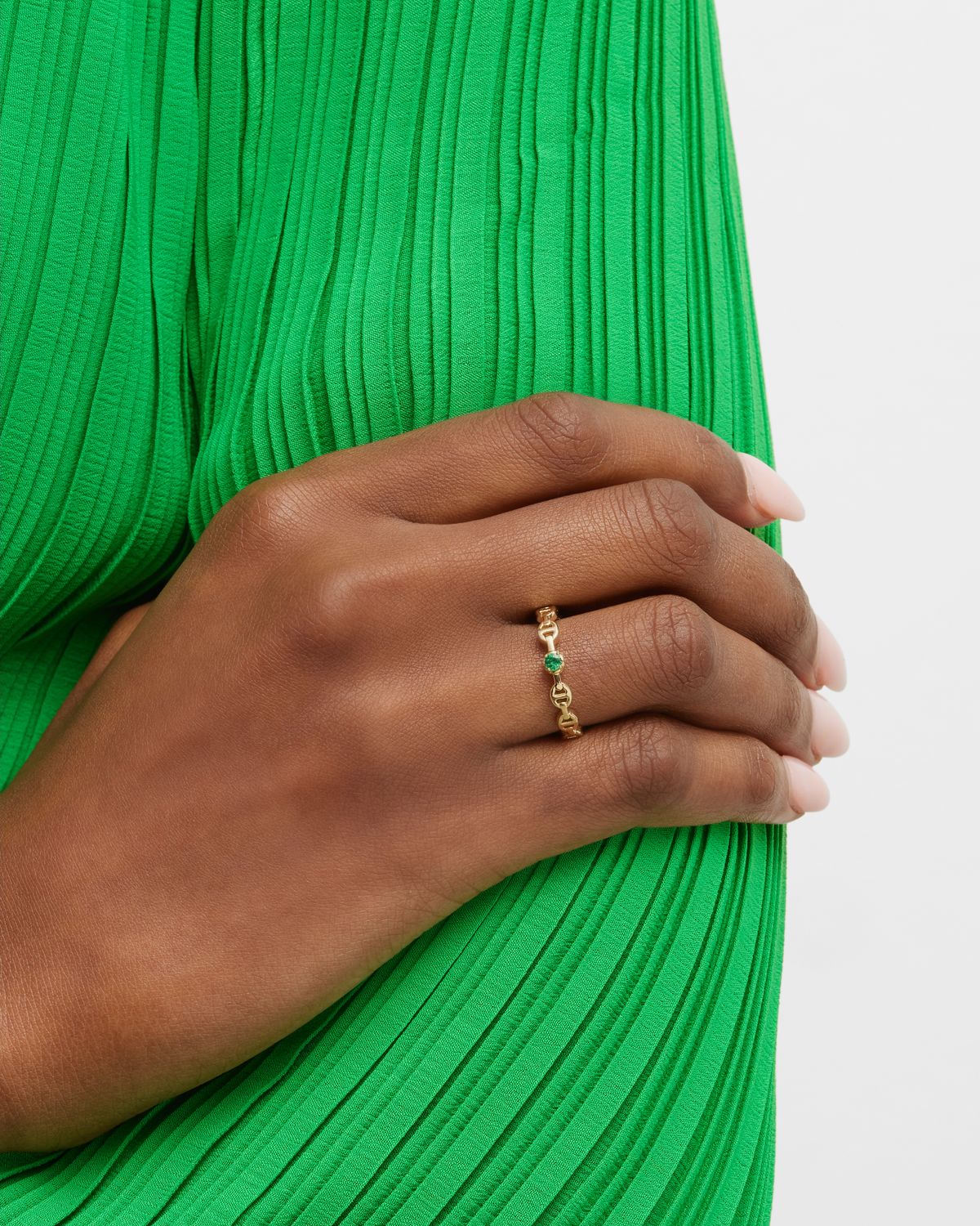 Hoorsenbuhs 18K Gold Emerald Micro Tri-Link II Ring