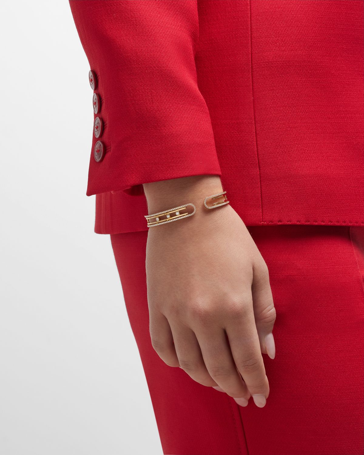 Messika Move Uno 18K Yellow Gold Pavé Diamond Bangle Bracelet