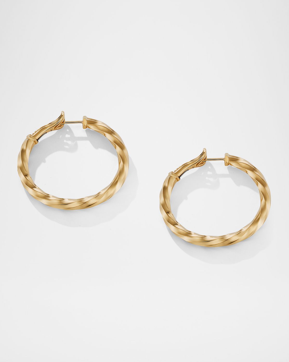 David Yurman Cable Edge Hoop Earrings in 18K Gold, 1.5"L
