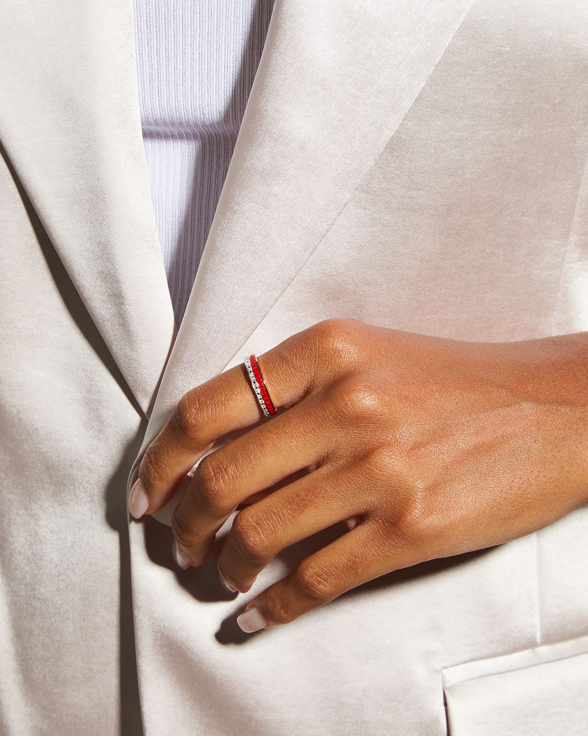 Boucheron Quatre 18K Pink & White Gold Red Edition Diamond Ring